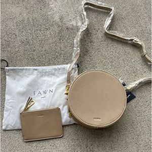 Fawn Circle crossbody bag and wallet pouch in Oat NWT